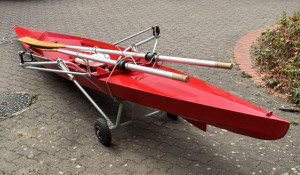 Handmade wooden rowing boat