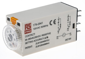 Timer Relay Wciskane 110V ac DPDT 2-stykowy RS PRO DPDT 2 → 60s jednofunkcyjny