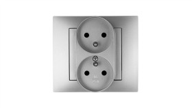 Vestra Gniazdo Podwójne 2X2p+Z Modułowe Bez Ramki Podtynkowe Ip20 Srebrny...