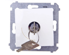 Simon 54 Łącznik pojedynczy na kluczyk dwupozycyjny 0-I” biały DW1K.01/11