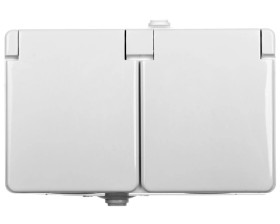 TROL Gniazdo hermetyczne podwójne z/u IP44 klapka biała 100436