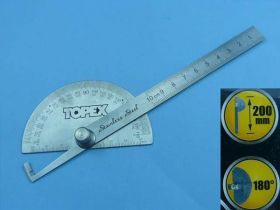 KĄTOMIERZ Z LINIJKĄ 200mm 180°