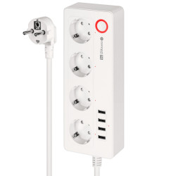 Listwa sieciowa K&M 4 gniazda typu niemieckiego i 4xUSB 2100 mA TUYA