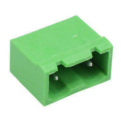 2-Way 7.62mm Vertical PCB Header Closed Ends Green 15A 300V