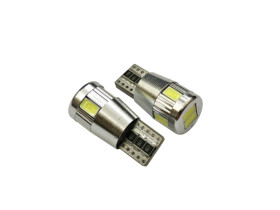 Żarówka LED W5W T10 10mm zimny biały 12V canbus 6smd 5730 soczewka