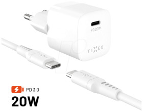FIXC20M2-CC-WH USB charger, 20 W, 5 - 12 V, 3 A, 1x USB-C PD, 1-m cable, white