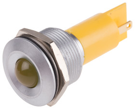 Lampka kontrolna do montażu panelowego 115 V dc, 230V ac, Żółta 19mm LED Chrom RS PRO