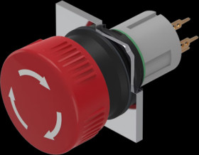 Emergency stop, rotary release, mounting Ø  16.2 mm, unlit, 1 Form B (N/C), 51-256.026