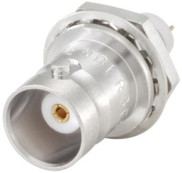 Złącze koncentryczne Montaż na panelu Żeński 50Ω typ złącza Złącze BNC 0 to 10GHz Lutowane