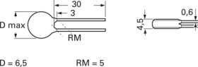 Ceramic suppression capacitor, 1 nF, 250 V (AC), ±20 %, radial, pitch 5 mm, Y5U, WYO102MCMBF0KR