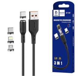 KABEL USB 3W1 DENMEN CZARNY D18E MAGNETY