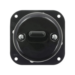 Włącznik światła pojedynczy dwubiegunowy dźwigniowy ceramiczny, okrągły podtynkowy czarny Ceramic Loft