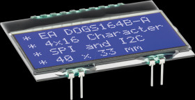 EA DOGS164B-A LCD DOG text module, 4x16 characters, H 3.2 mm, 40x33 mm, blue