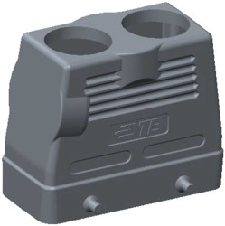Housing, size HB16, die-cast aluminum, 2 x PG21, straight, clip locking, IP65, T1240160221-000