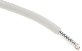 Przewód jednożyłowy linkowy 0.96 mm² Biały Alpha Wire PTFE 18 AWG 600 V dł. 30m 19/0,25 mm +200°C MIL-W-16878/4, NEMA
