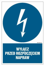 ZNAK - HE017 Używaj narzędzi o napędzie elektrycznym zasilanym napięciem 24V 70 x 105 cm PN - Płyta 1mm