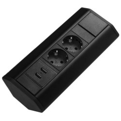 Gniazdo meblowe, blatowe 2x Schuko + 2x USB przedłużacz narożny 1,8m CORNER BOX