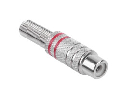 Gniazdo RCA nikiel 2 paski na kabel czerwone