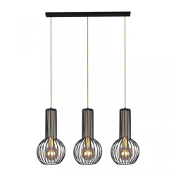 Lampa wisząca ARVI czarna, metalowe klatkowe klosze na E27 nad wyspę kuchenną K-4521 Kaja Lighting