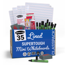 Show-me C/SRL 35 x A4 Lined/Plain Whiteboards, pens, erasers &#x2B; 1 free cleaner