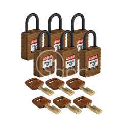 Kłódka LOTO SafeKey kompaktowa, nylonowa, szekla 25 mm, brązowa (6 szt.), 150214