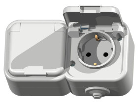 DELFINA Gniazdo podwójne z uziemieniem schuko wieczko w kolorze wyrobu biały GNH-2DS/00/w OSPEL