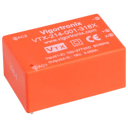 Vigortronix VTX-214-001-318X 1W HIGH PERFORMANCE AC-DC CONVERTER 85-305V - 18V