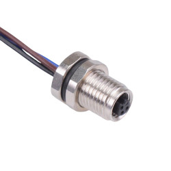 3 Way M5 Prewired Female Rear Mounting Receptacle Circular Connector IP67 1A 60V