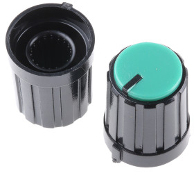 Pokrętło potencjometru oś: 6mm średnica: 13.3mm Okrągłe Plastik Czarny RS PRO