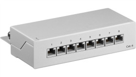 Cat 6 Panel Krosowy Mini/Biurkowy, 8 Portów - Wersja Kolorystyczna Szary