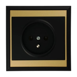 Gniazdo pojedyncze p/t 2P+Z Luna, 16A, 250V, PT-16L, czarny/złoty,OR-OE-7605/BC
