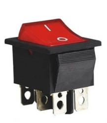 Przełącznik kołyskowy podświetlany 230V, czerwony stabilny ON-ON