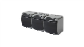 Junior Gniazdo Potrójne 3X(Z/U) (Klapka Grafitowa) Popielaty / Grafitowy Ip54...