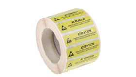 Etykieta Esd Żółty Winyl, Tekst: Attention Observe Precautions For Handling...