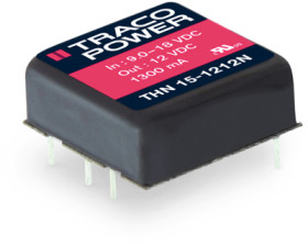 DC converter, 9-18 VDC, 15 W, 1 output, 24 VDC, 91 % efficiency, THN 15-1215N