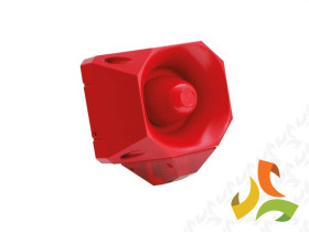 Sygnalizator świetlno-dźwiękowy ścienny Asserta 230V czerwona obudowa bursztynowy klosz AS/SB/230/R/120/AL IP66 7022122FUL-0114