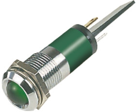 Lampka kontrolna do montażu panelowego 110V ac, zielona 14mm LED Chrom Końcówka lutownicza RS PRO