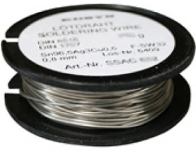 Solder, lead-free, SAC (Sn96.5Ag3Cu0.5), Ø 0.8 mm, 70 g, SSAC652
