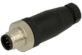 Wtyk; KLS15-M12A-P105-PG7; M12-5p; 5 torów; proste; śrubowy; 0,25mm2; na przewód; czarny; IP67; 4A; 60V; KLS; RoHS