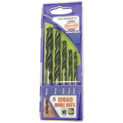 Faithfull 50199 Lip &amp; Spur Wood Drill Bit Set, 5 Piece 4-10mm