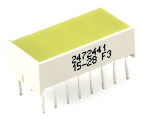 Wyświetlacz diodowy LED 1-segmentowy 25 mcd, Żółty Kingbright 588 nm