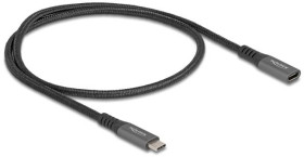 Kabel przedłużający DeLOCK USB 10 Gbps USB typu C męski na żeński PD 3.0 100 W 0,5 m szary metalowy