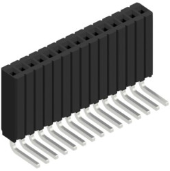 Socket header, 15 pole, pitch 1.27 mm, angled, 10027389