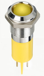 Lampka kontrolna do montażu panelowego 2V dc, Żółta 14mm LED Chrom Faston, oczko lutownicze RS PRO