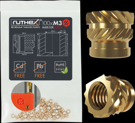 GE-M3X5X4-001 3D printing, threaded inserts, VORON, M3, pack of 100