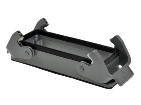 Obudowa złącza; Han B; 09300240301; 24B; metal; proste; na panel; z 2 klamrami; niska konstrukcja; szary; IP65; Harting; RoHS