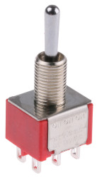 Przełącznik Wł.-wł.-wł. średnica wycięcia 6.35mm DPDT RS PRO Montaż panelowy długość przełącznika 10.41mm