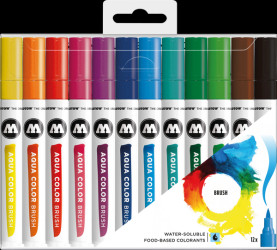 466154 Marker, Aqua Color Brush, Set, 12 colours