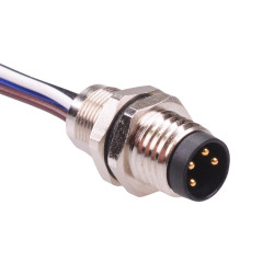4 Way M8 Prewired Male Front Mounting Receptacle Circular Connector IP67 3A