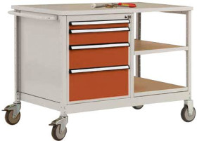 Stół warsztatowy, model 1 z olejowaną pokrywą Multiplex 30 mm szer. X gł. X wys. 1135 x 590 x 810 mm Manuflex MW2001.200